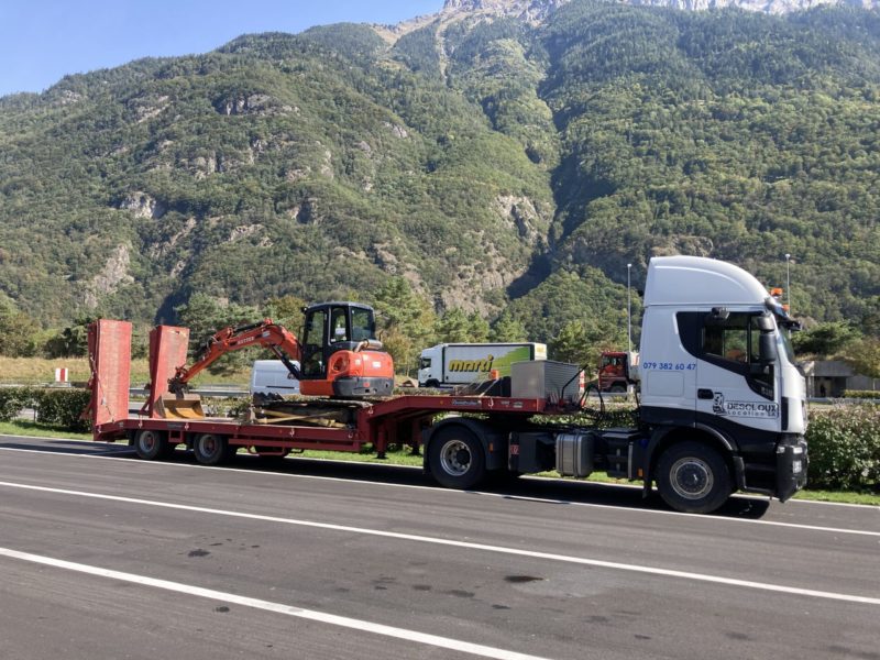 Transport machines chantier suisse